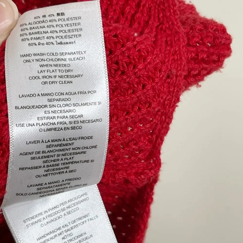 Michael Kors Cowl Neck Sweater Womens XSmall XS Red Cotton Blend Knit